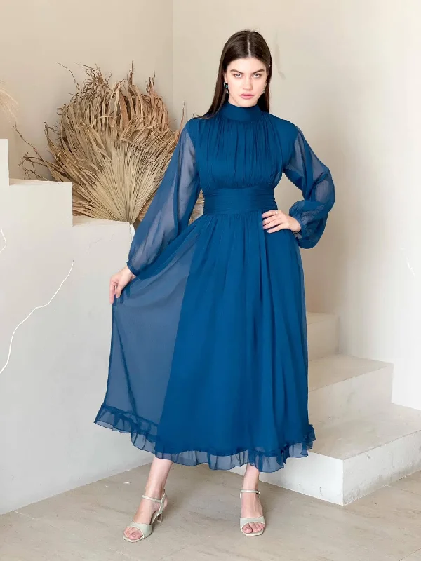 Morgan Blue Solid Dress