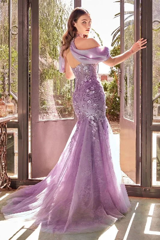 KALINA Floral Applique Trumpet Mermaid Prom & Formal Dress