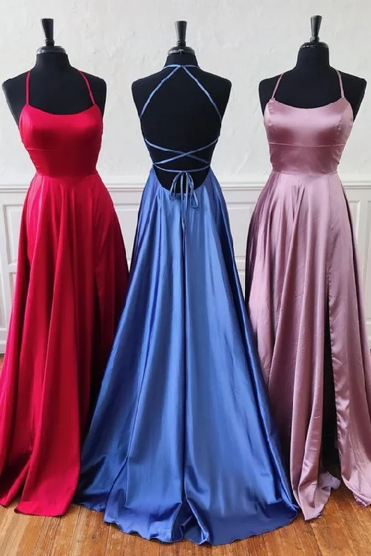 Actual Image Simple Long Prom Dresses Lace-up Back