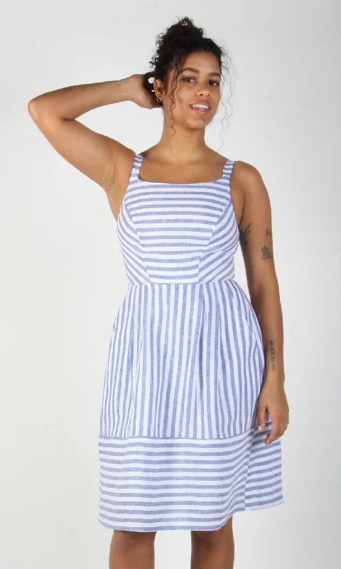 Birds of North America Water Pewee Dress - Royal Stripe (Online Exclusive)