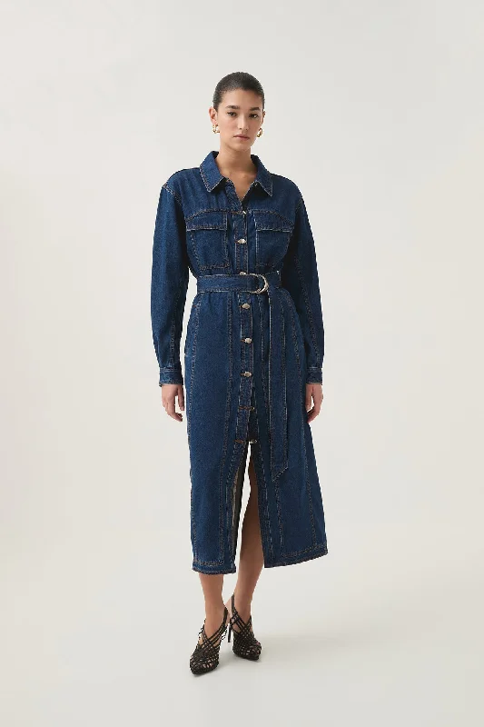 Neo Denim Midi Dress Tunics Plaid country