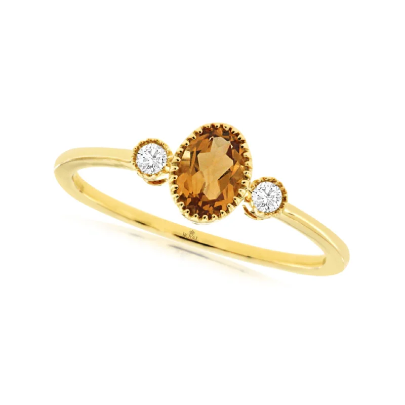 Huge Markdowns On Premium Jewelry Styles Oval Citrine and Single Diamond Accented Ring Huge Markdowns On Premium Jewelry Styles Oval Citrine and Single Diamond Accented Ring