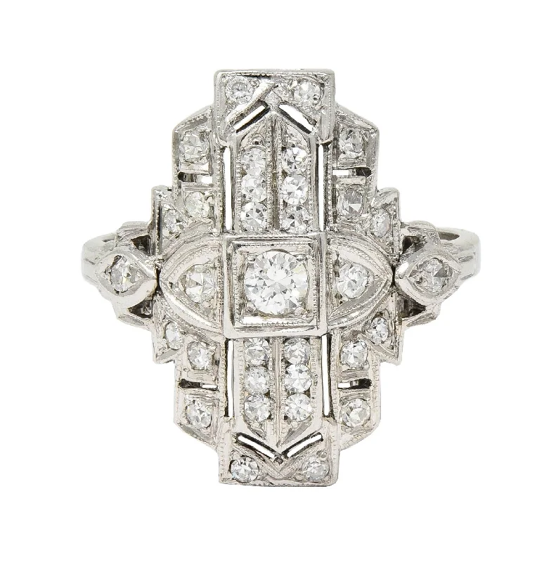 Affordable Elegance – Special Jewelry Sale Now Live Wexler Bros Art Deco 0.52 CTW Diamond 18K White Gold Vintage Navette Dinner Ring Affordable Elegance – Special Jewelry Sale Now Live Wexler Bros Art Deco 0.52 CTW Diamond 18K White Gold Vintage Navette Dinner Ring
