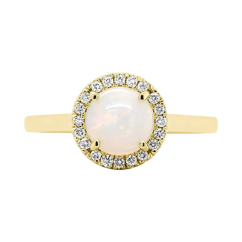Flash Sale On Elegant Jewelry – Don't Miss Out Ethiopian Opal & Diamond Halo Ring