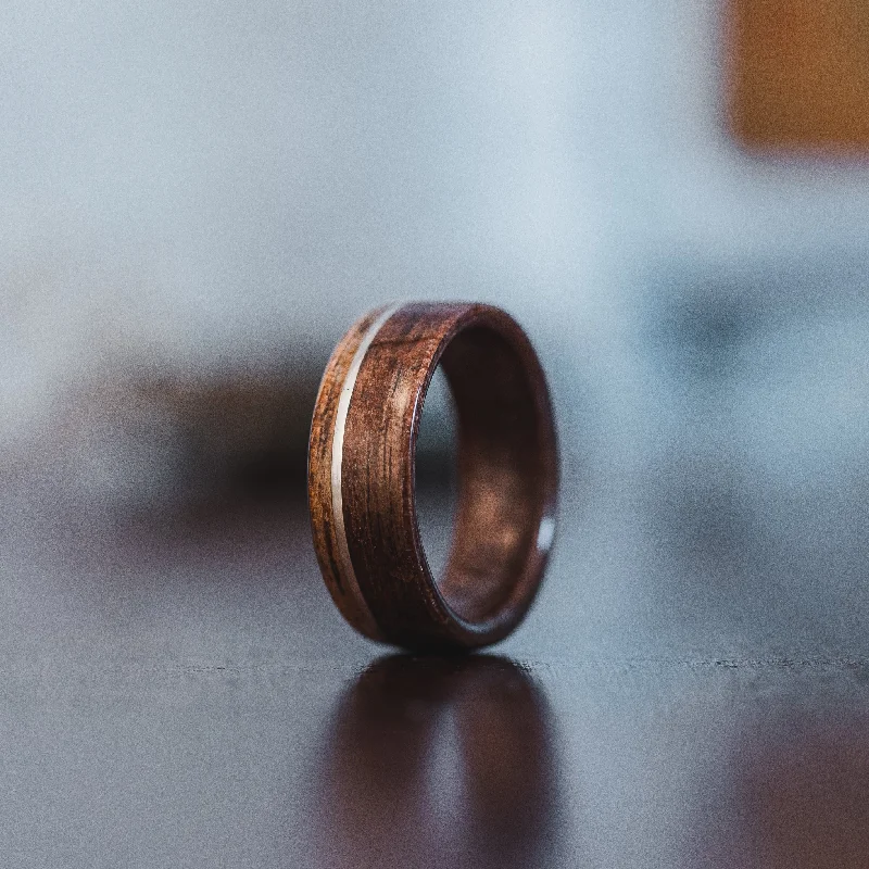 Grab Exquisite Jewelry At The Lowest Prices (In-Stock) Antique Walnut Wooden Ring, Offset Sterling Silver, & Chestnut Edge - Size 9.75 | 8mm Wide Grab Exquisite Jewelry At The Lowest Prices (In-Stock) Antique Walnut Wooden Ring, Offset Sterling Silver, & Chestnut Edge - Size 9.75 | 8mm Wide