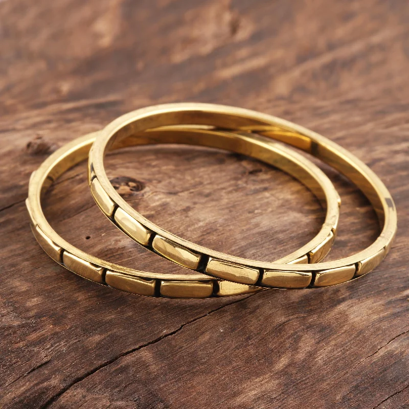 Jewelry Flash Sale – Stylish Designs At Unbeatable Rates Delightful Procession Patterned Brass Bangle Bracelets from India (Pair) Jewelry Flash Sale – Stylish Designs At Unbeatable Rates Delightful Procession Patterned Brass Bangle Bracelets from India (Pair)