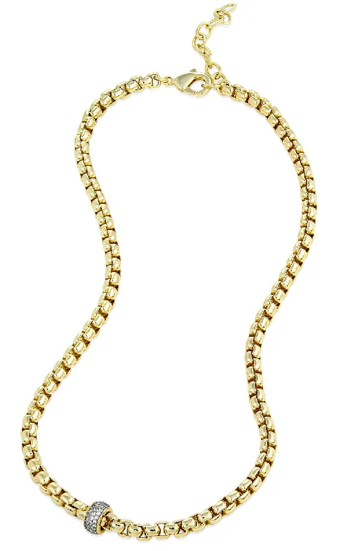 Premium Jewelry, Premium Discounts – Act Fast 18K GOLD PLATED ROUNDE FRANCO WITH PAVE RHONDELLE NECKLACE