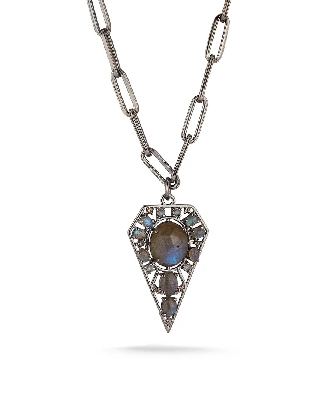 Trending Jewelry Styles Now At Limited-Time Discounts Banji Jewelry Silver 11.88 ct. tw. Diamond & Labradorite Pendant Necklace