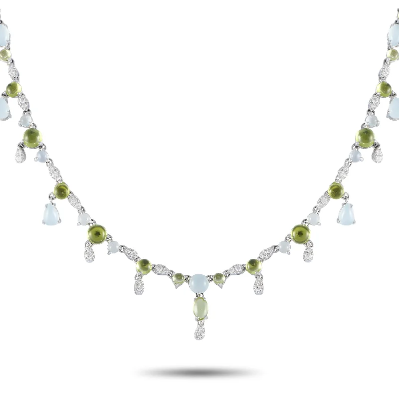 Exclusive Jewelry Sale – Grab Timeless Pieces Now Bucherer 18K White Gold 0.55ct Diamond, Aquamarine and Peridot Necklace BU15-071224