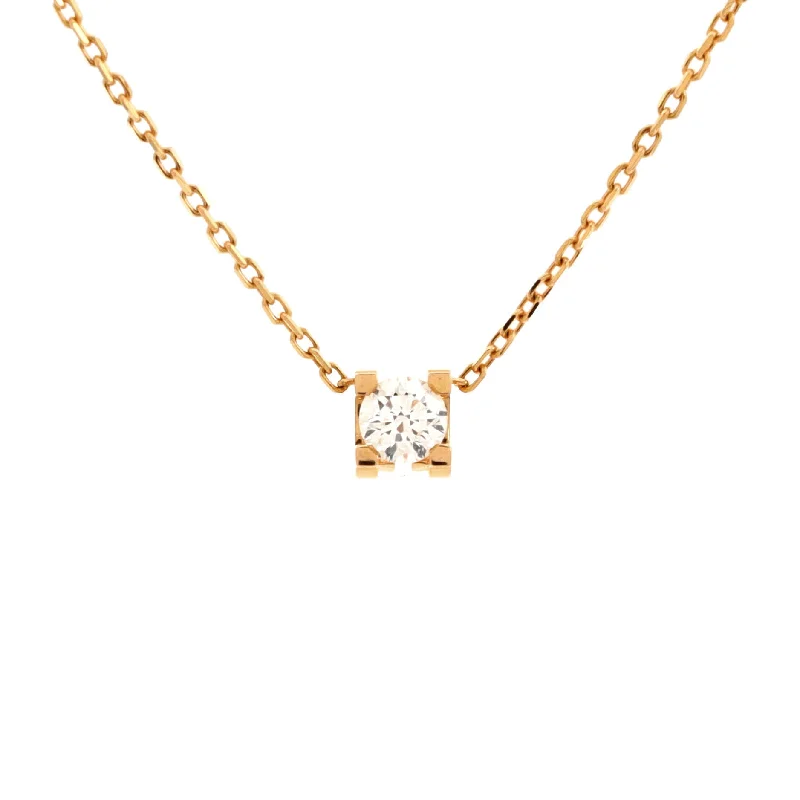 Get The Jewelry You Love At A Price You Love C de Cartier Necklace 18K Rose Gold and Diamond 0.10-0.19CT