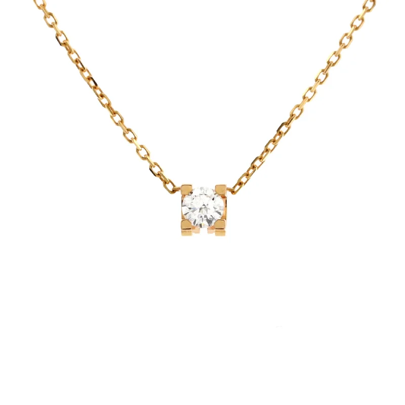 Must-Have Jewelry Pieces At Reduced Prices C de Cartier Necklace 18K Rose Gold and Diamond 0.10-0.19CT
