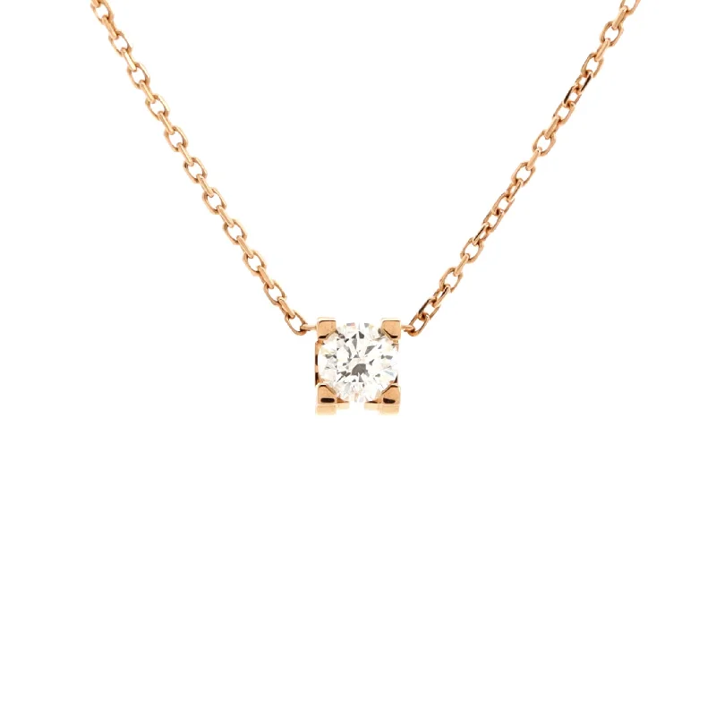 Get Your Favorite Jewelry At The Best Price C de Cartier Necklace 18K Rose Gold and Diamond 0.20-0.29CT
