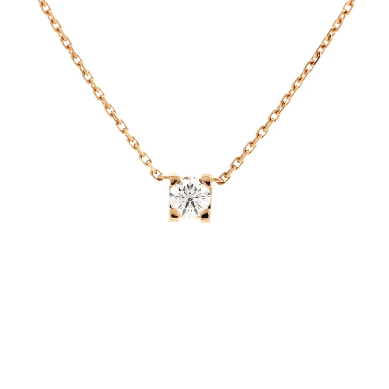 The Perfect Jewelry Piece At The Perfect Price C de Cartier Necklace 18K Rose Gold and Diamond 0.20-0.29CT