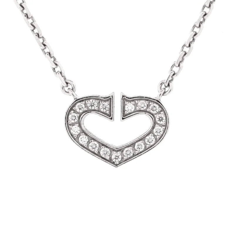 Exclusive Online Jewelry Sale – Don't Wait C Heart de Cartier Pendant Necklace 18K White Gold with Pave Diamonds