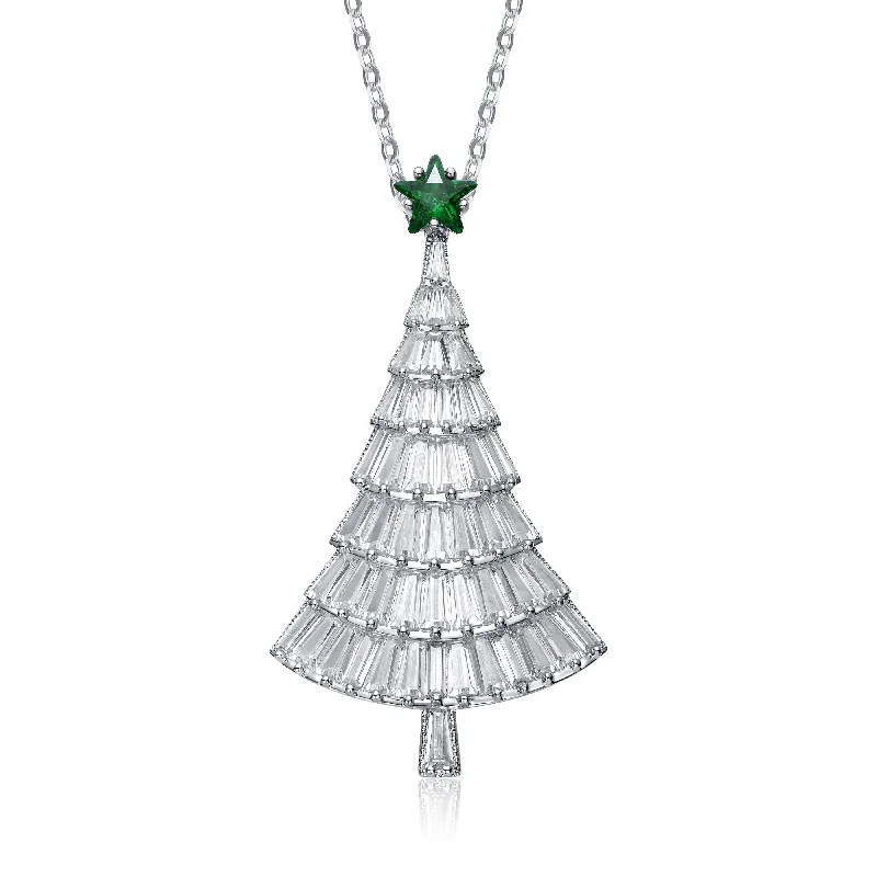 Buy More, Save More On Stunning Jewelry Designs Christmas Tree Cubic Zirconia White And Emerald Green Pendant/brooch Pin