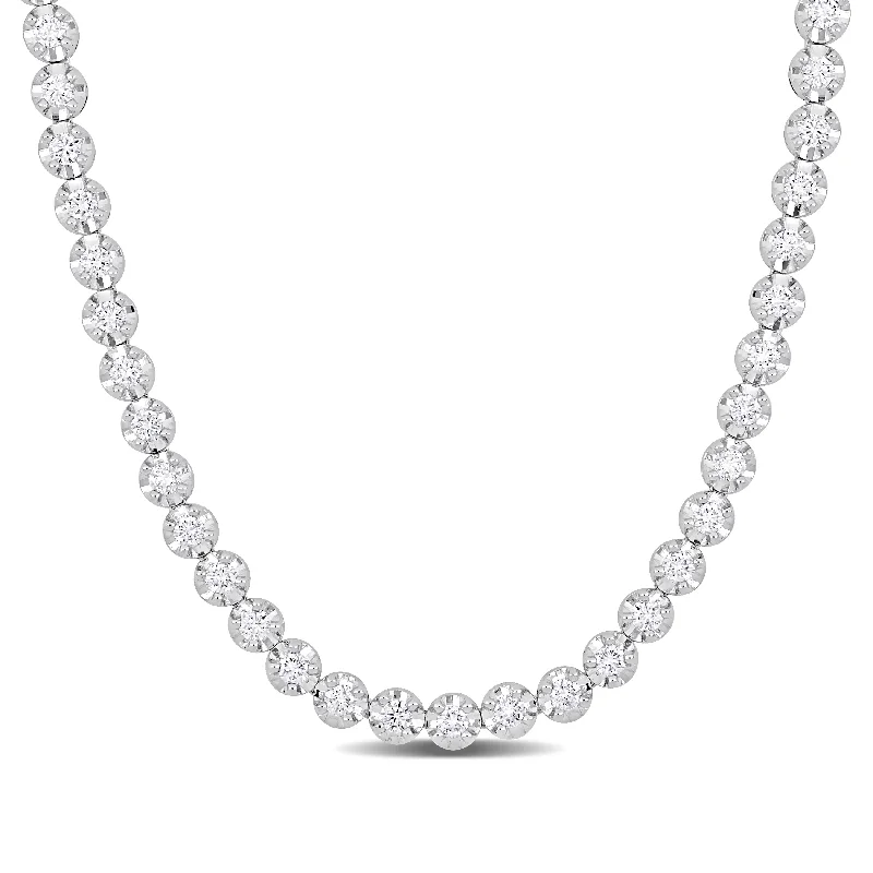 Shop Dazzling Jewelry At The Best Prices Created Forever 10 4/5ct TW Lab-Grown Diamond Tennis Necklace 14k White Gold-17 in