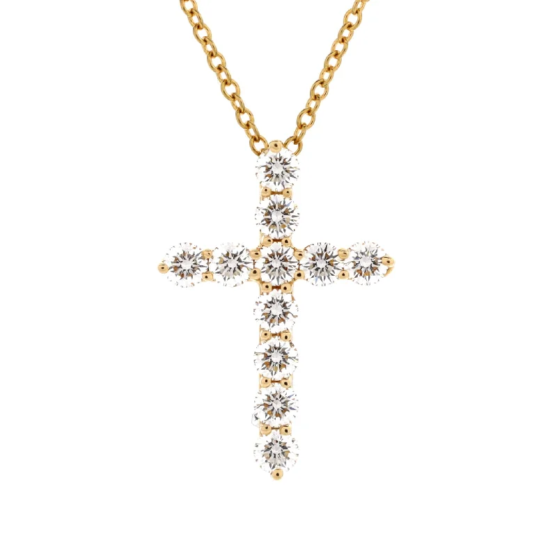 Timeless Elegance, Temporary Discounts – Act Fast Cross Pendant Necklace 18K Yellow Gold with Diamonds Small