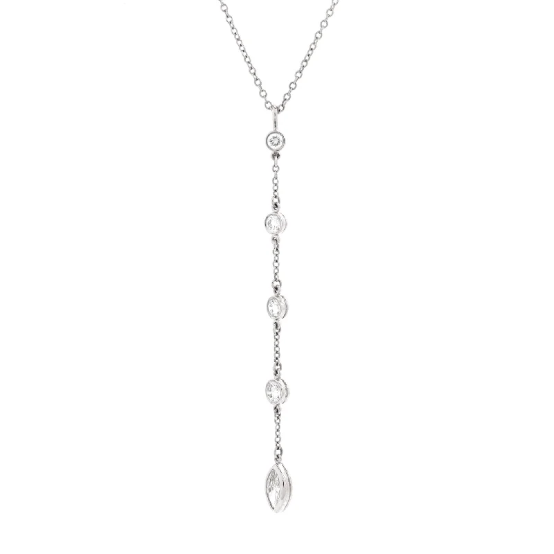 Last Chance To Grab Your Favorite Jewelry At A Discount Elsa Peretti Diamonds By The Yard Lariat Necklace Platinum with 5 Diamonds 0.60CT