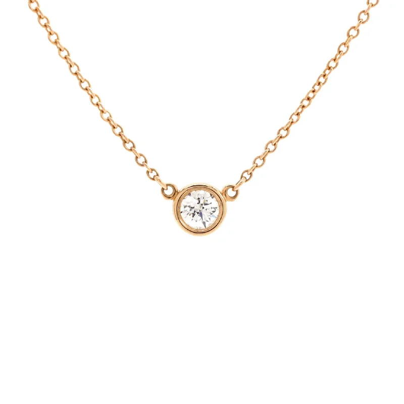 Upgrade Your Jewelry Collection For Less Elsa Peretti Diamonds By The Yard Pendant Necklace 18K Rose Gold and Diamond 0.18CT