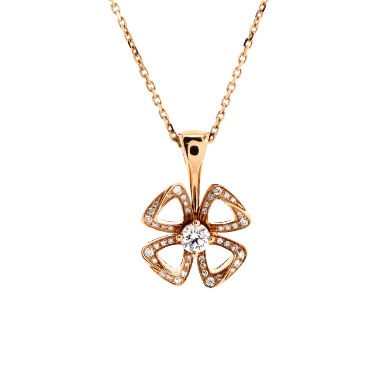Shop Handcrafted Jewelry At Special Promotional Rates Fiorever Pendant Necklace 18K Rose Gold with Diamonds