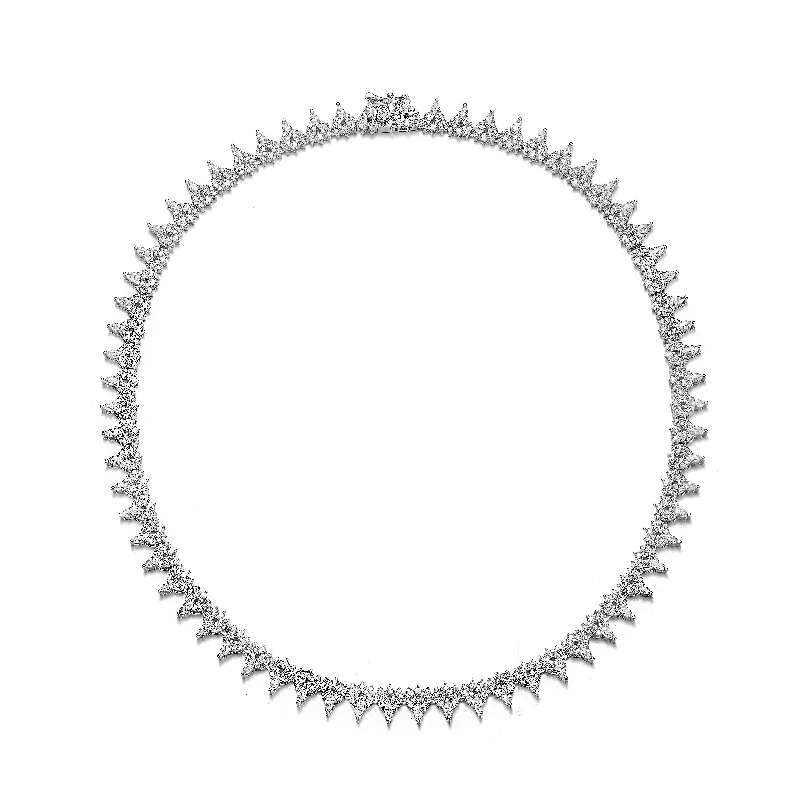 Flash Sale On Exquisite Jewelry – Don't Miss Out GENEVIVE Sterling Silver Clear Cubic Zirconia Cluster Tennis Necklace