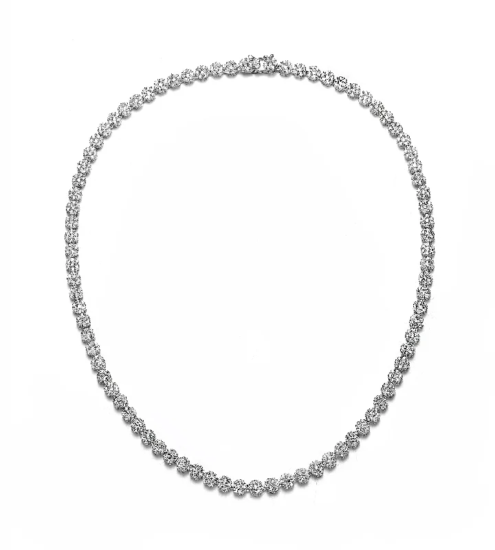 Final Call For Exquisite Jewelry At Reduced Rates GENEVIVE Sterling Silver Cubic Zirconia Flower Design Tennis Necklace
