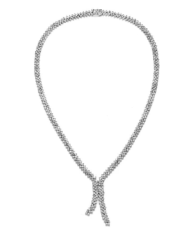 Limited-Time Jewelry Sale – Elegant Styles At Less GENEVIVE Sterling Silver Cubic Zirconia Three-Row Cluster Necklace