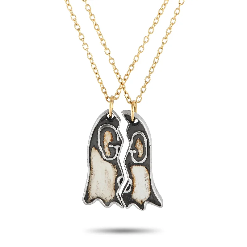 Jewelry Sale Bonanza – Grab Your Sparkle Now Gucci Ghost 18K Yellow Gold and Silver Matching Pair Necklace GU08-100223