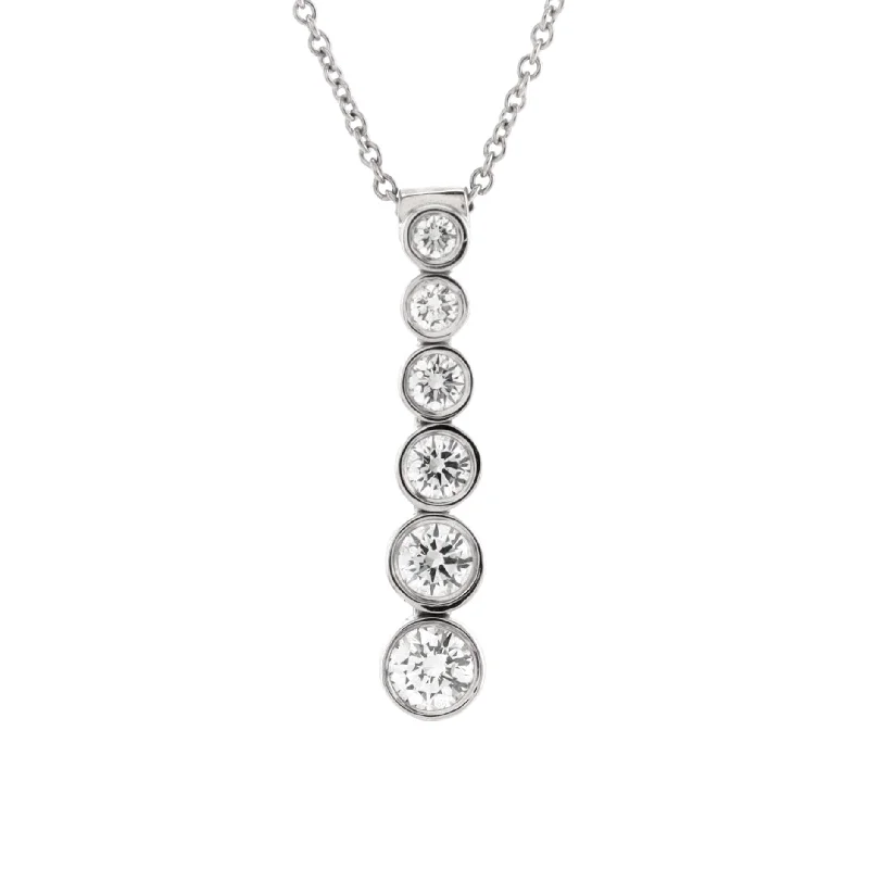Jewelry Clearance – Final Chance To Save Big Jazz Graduated Drop Pendant Necklace Platinum and Diamonds