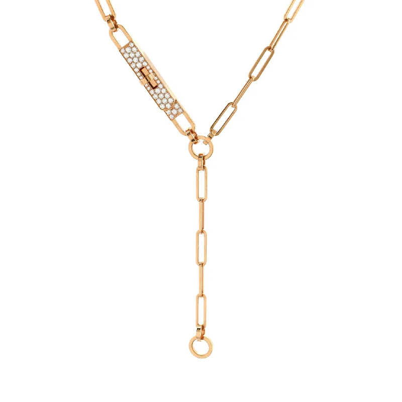 Dazzle In Elegance With Our Biggest Jewelry Sale Kelly Chaine Lariat Necklace 18K Rose Gold and Pave Diamonds Small