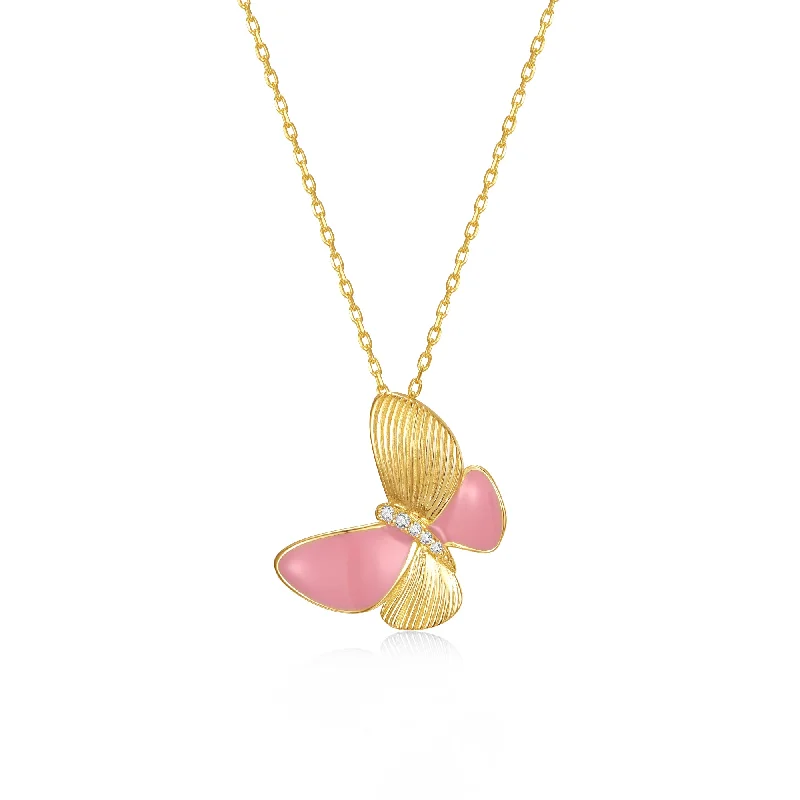 Holiday Jewelry Sale – Perfect Gifts At The Best Prices Kids Sterling Silver 14k Gold Plated with Enamel & Diamond Cubic Zirconia Butterfly Pendant Necklace