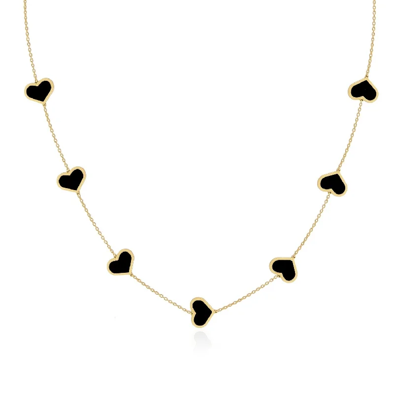 High-End Sparkle, Low-End Prices – Jewelry Sale Live Large Onyx Heart Station Necklace