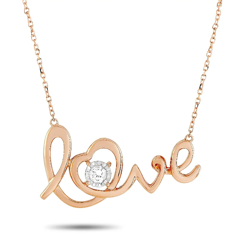 Upgrade Your Jewelry Collection For Less LB Exclusive 14K Rose Gold 0.10 ct Diamond Pendant Necklace