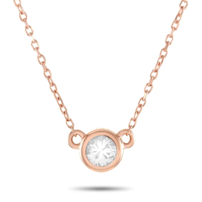 Premium Jewelry Now Available At Special Discounts LB Exclusive 14K Rose Gold 0.16 ct Diamond Pendant Necklace