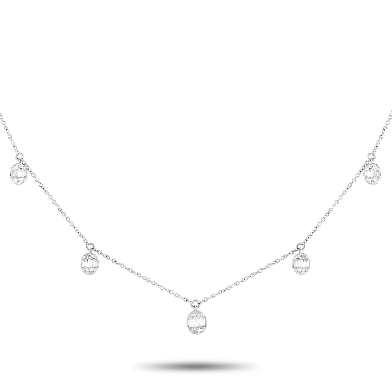 Elevate Your Jewelry Collection With Limited-Time Savings LB Exclusive 14K White Gold 0.25ct Diamond Station Necklace NK01807-W