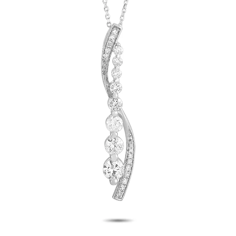 Stunning Statement Jewelry, Unbeatable Discounts LB Exclusive 14K White Gold 1.0ct Diamond Necklace
