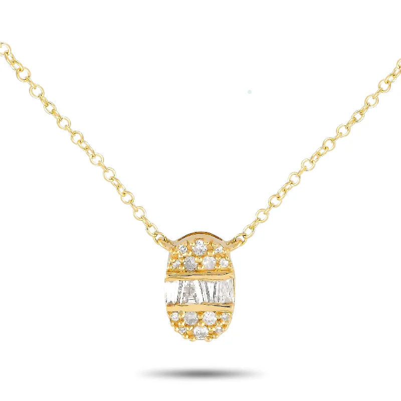 Modern Statement Jewelry For Bold Styling LB Exclusive 14K Yellow Gold 0.13ct Diamond Necklace PN15563