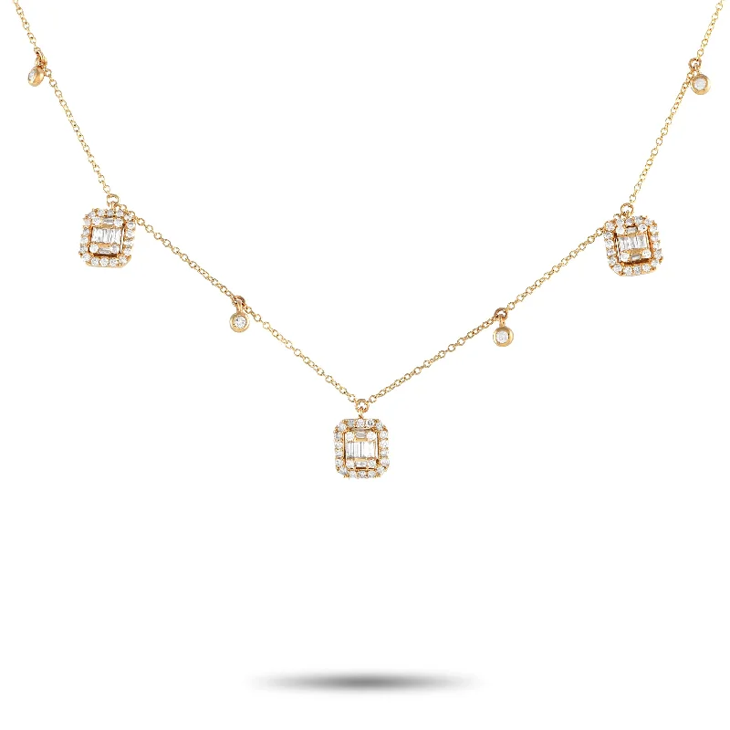 Flash Sale On Elegant Jewelry – Don't Miss Out LB Exclusive 14K Yellow Gold 0.58ct Diamond Cushion Cluster Necklace PN14842