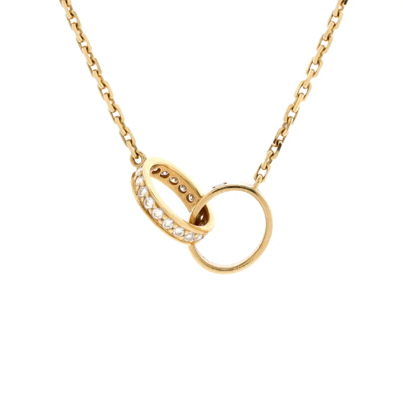 The Perfect Jewelry Piece At The Perfect Discount Love Interlocking Necklace 18K Yellow Gold and Diamonds