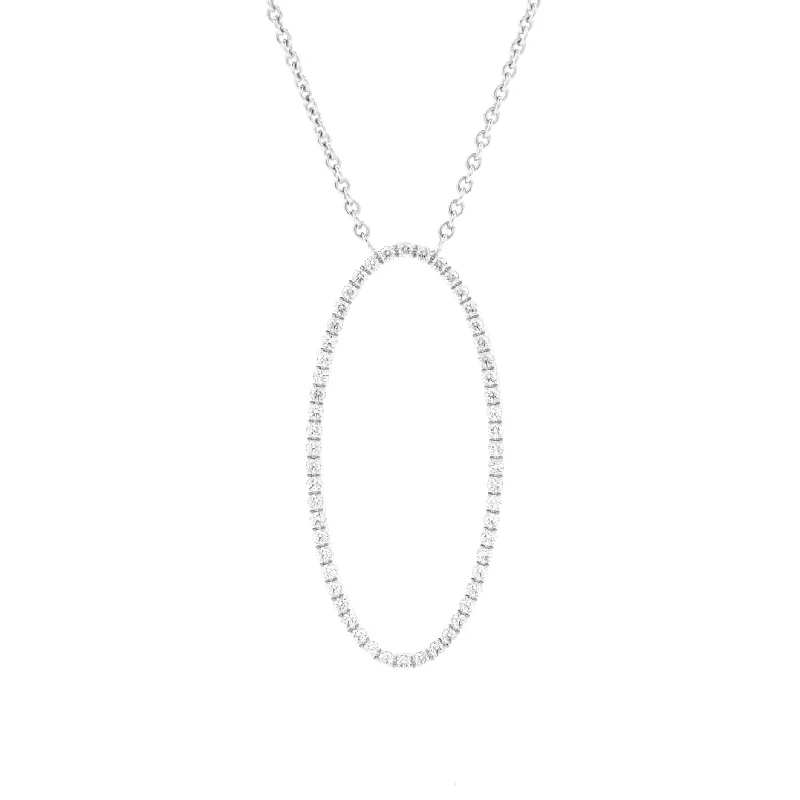 Special Sale On Handcrafted Jewelry – Shop Today Metro Oval Pendant Necklace 18K White Gold and Diamonds