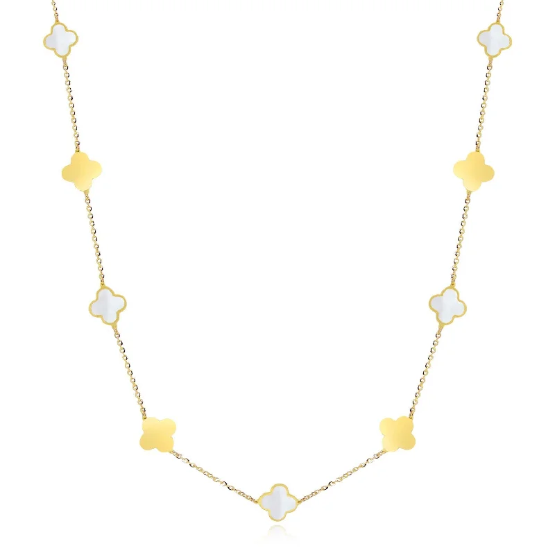 Elegant Jewelry, Exclusive Prices – Shop Now Mini Mother of Pearl and Gold Clover Necklace