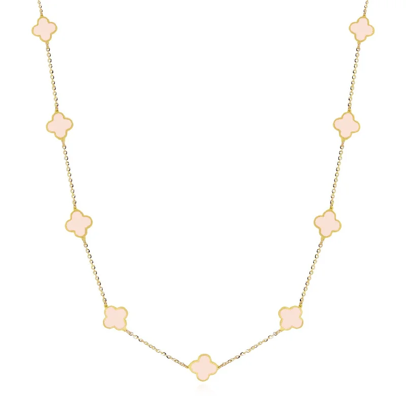 Handcrafted Jewelry Sale – Unique Designs At Low Prices Mini Pink Pearl Clover Necklace