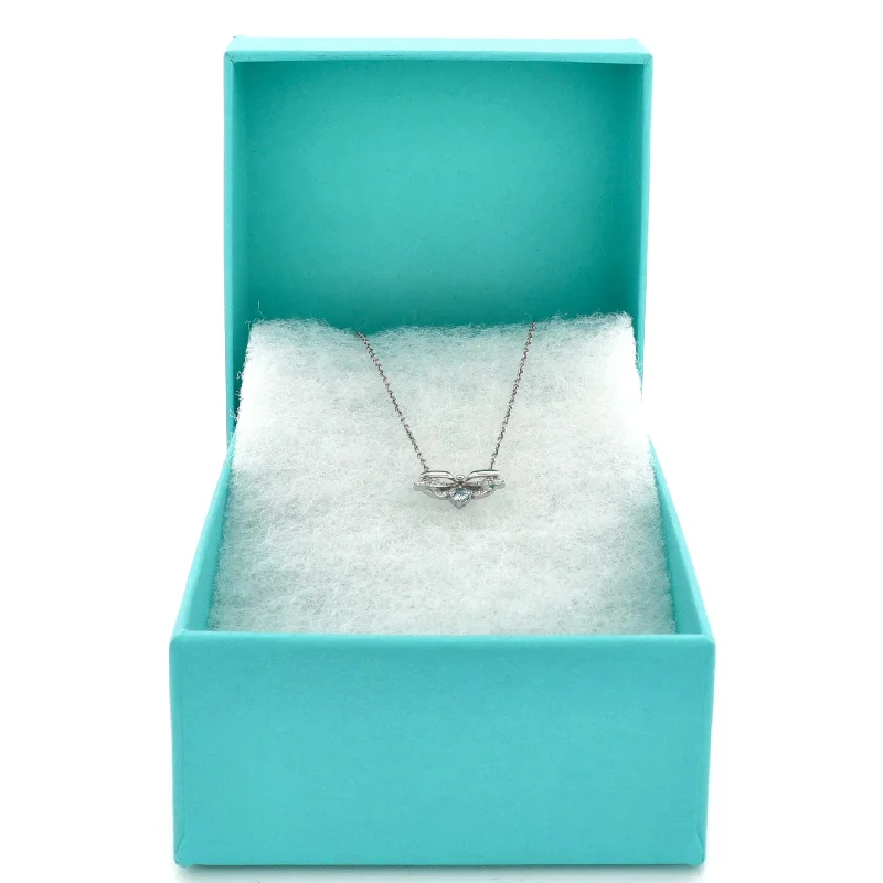 Shop Trending Jewelry With Exclusive Savings Paper Flowers Firefly Pendant Necklace Platinum with Diamonds and Aquamarine Small