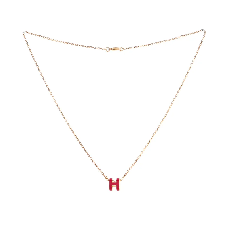 Exclusive Jewelry Sale – Grab Timeless Pieces Now Pop H Pendant Chain Necklace Metal and Enamel Mini