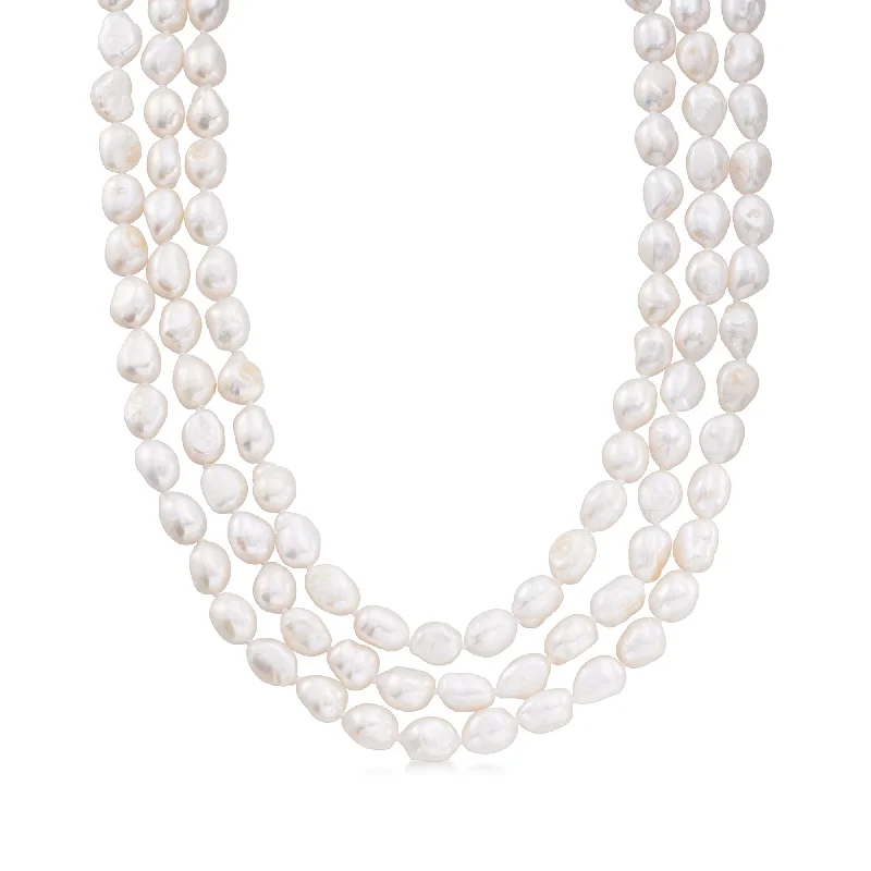 Elegant Jewelry Pieces At Unbelievable Prices Ross-Simons 10-11mm Cultured Baroque Pearl Long Endless Necklace With Sterling Silver Shortener