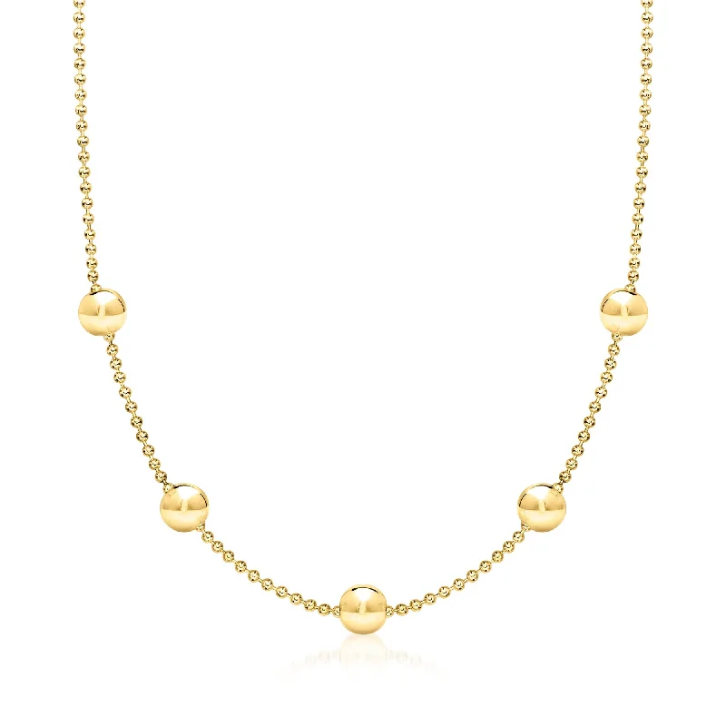 Luxury Jewelry At Unbeatable Discounts Ross-Simons Italian 18kt Gold Over Sterling Bead Station Necklace
