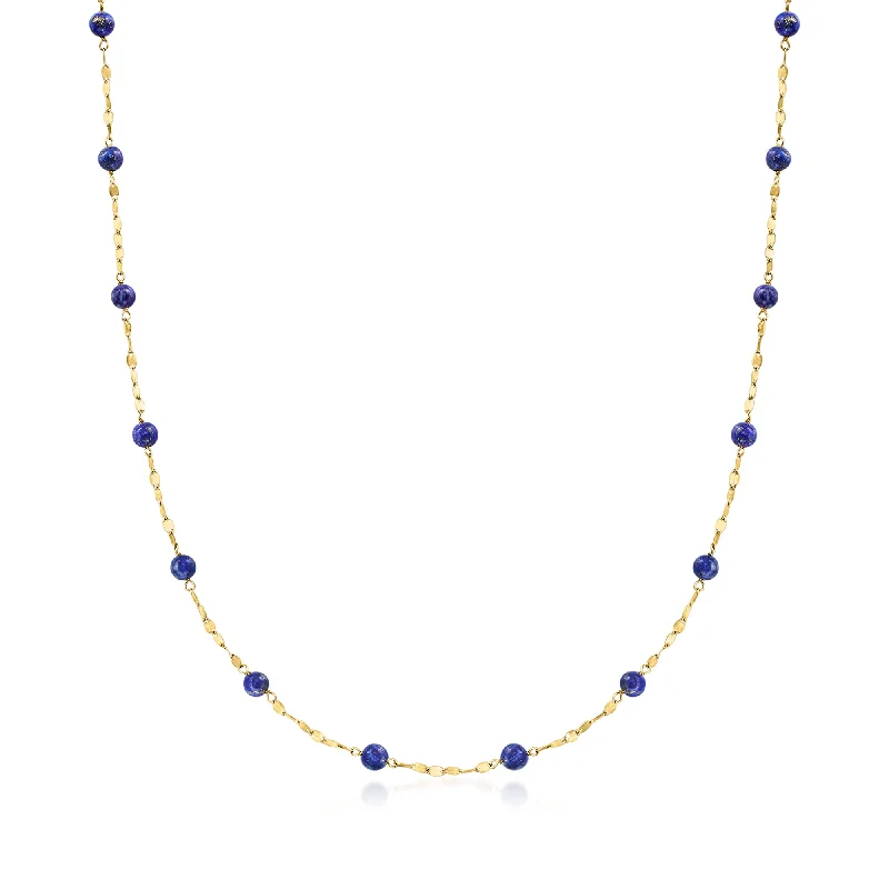 Once-A-Year Jewelry Deals – Shop Before They’Re Gone Ross-Simons Italian Lapis Bead Station Necklace in 18kt Yellow Gold