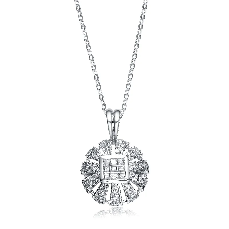 Grab Your Dream Jewelry At The Lowest Prices Sterling Silver White Cubc Zirconia Glowing Pendant
