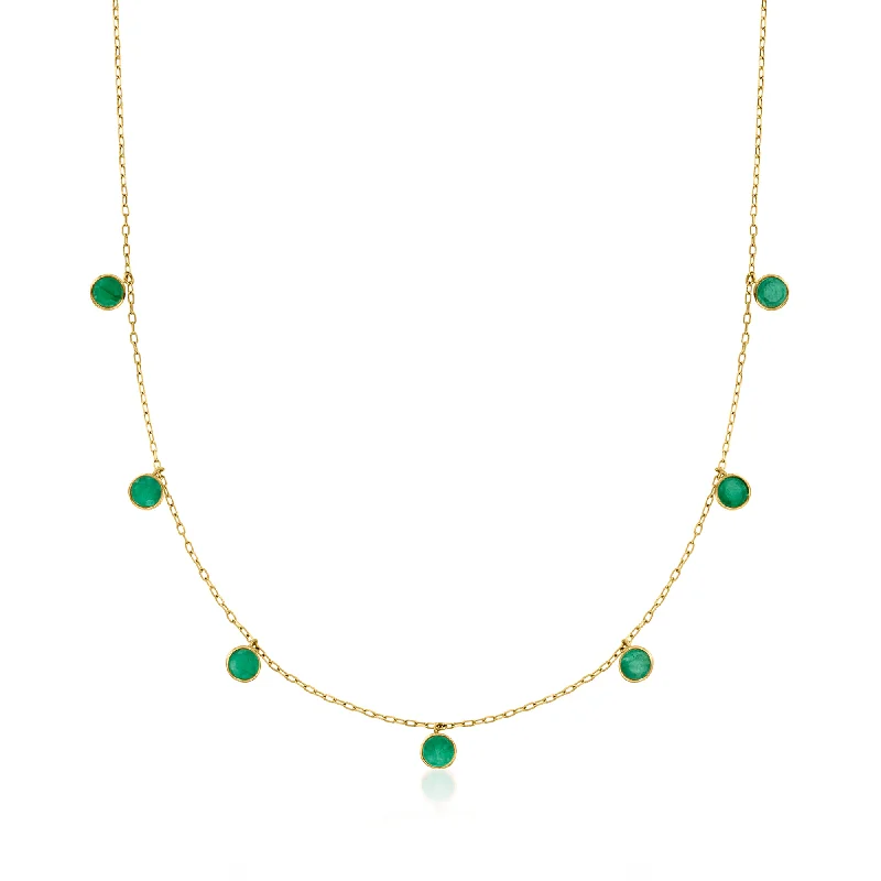 Jewelry Flash Sale – Stylish Designs At Unbeatable Rates RS Pure by Ross-Simons Bezel-Set Emerald Station Necklace in 14kt Yellow Gold