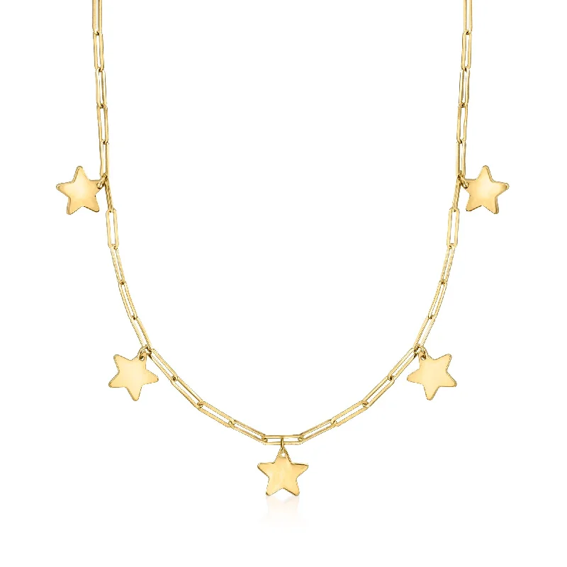 Seasonal Jewelry Sale – Upgrade Your Style Today RS Pure by Ross-Simons Italian 14kt Yellow Gold Paper Clip Link Star Necklace
